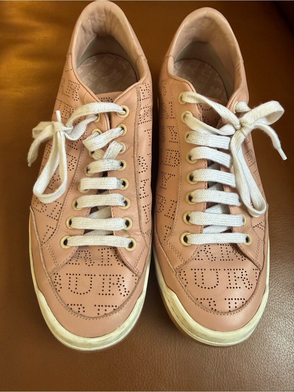 Burberry Blush Pink Perforated Leather Sneakers